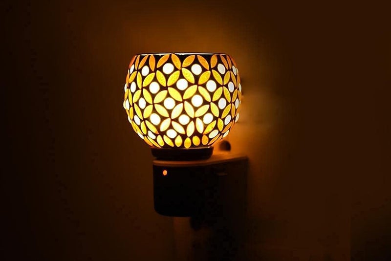 SHREE HANS CREATION SHREE HANS CREATION Kapur Dani Electrical Camphor Diffuser Glass Kapoor Dhani Essential Oil Diffuser with On Off Switch to Toggle Between Burner Lamp Yellow Patti - Image 5