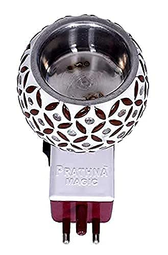SHREE HANS CREATION SHREE HANS CREATION Kapur Dani Electrical Camphor Diffuser Glass Kapoor Dhani Essential Oil Diffuser with On Off Switch to Toggle Between Burner Lamp Yellow Patti - Image 4