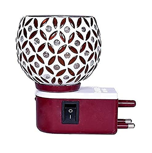SHREE HANS CREATION SHREE HANS CREATION Kapur Dani Electrical Camphor Diffuser Glass Kapoor Dhani Essential Oil Diffuser with On Off Switch to Toggle Between Burner Lamp Yellow Patti - Image 2