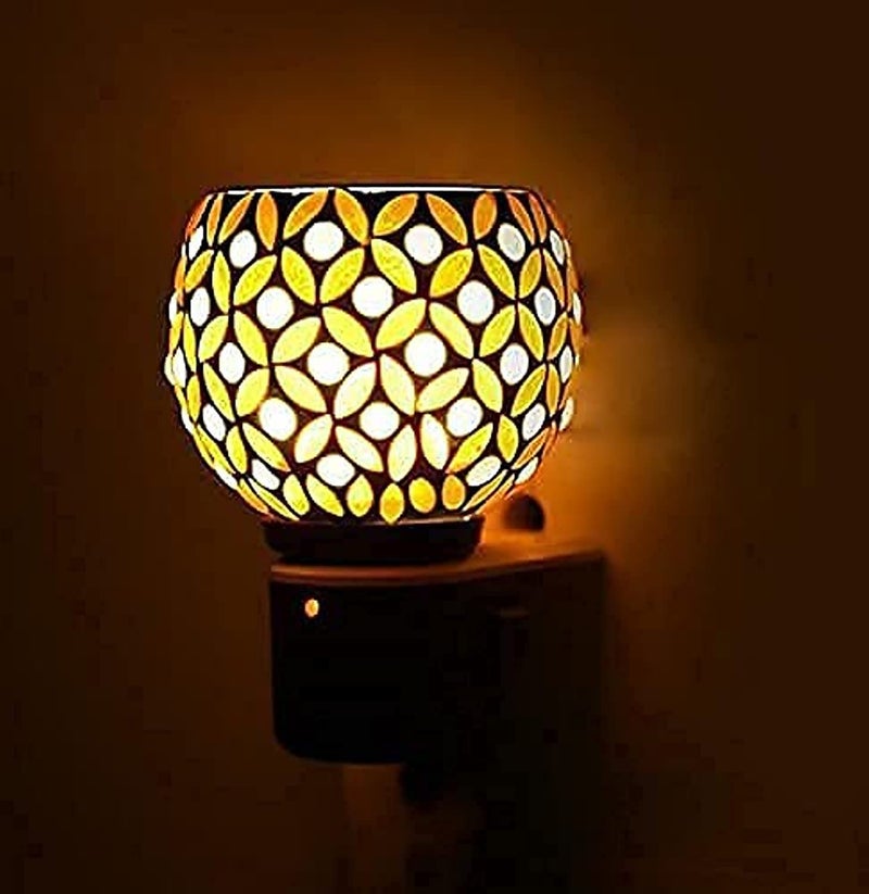 SHREE HANS CREATION SHREE HANS CREATION Kapur Dani Electrical Camphor Diffuser Glass Kapoor Dhani Essential Oil Diffuser with On Off Switch to Toggle Between Burner Lamp Yellow Patti - Image 1