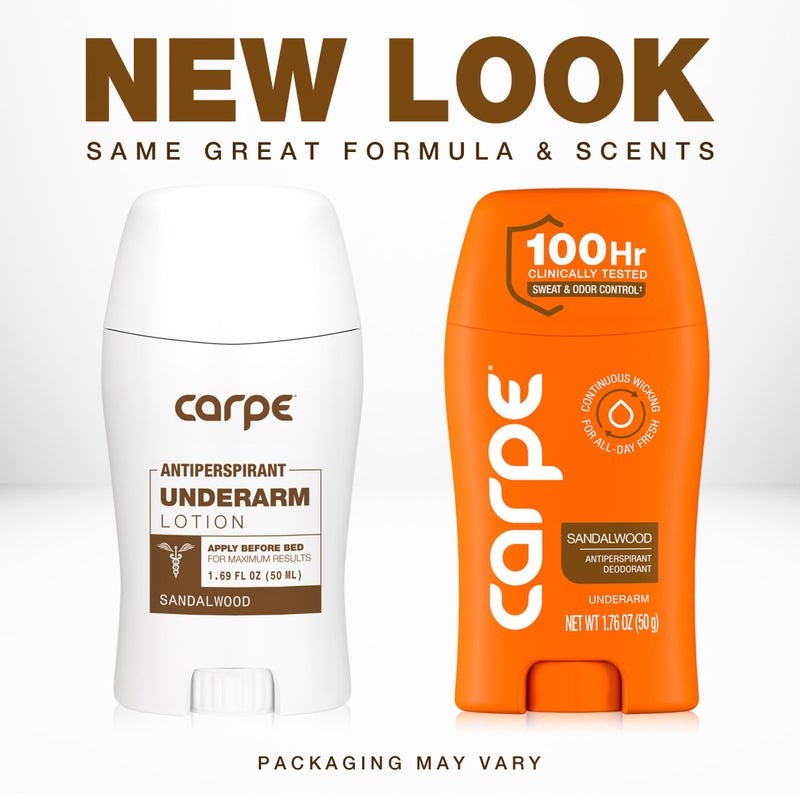 Carpe Underarm Antiperspirant Deodorant for Men - 100 Hour Sweat & Odor Control - Men's Clinical Deodorant - Antiperspirant for Excessive Sweating - Sandalwood - 2 Pack - Image 2