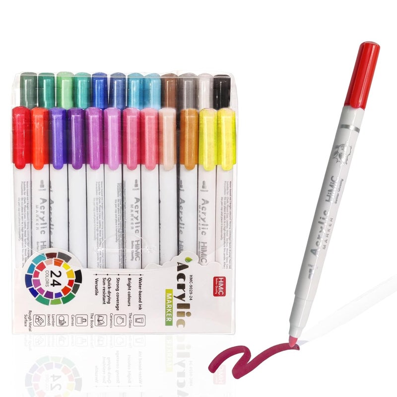 FunBlast FunBlast Colors Acrylic Water Color MarkersWater Based Ink Bold Point Markers Pen For Rock PaintingCanvasPhoto AlbumCraftSchool ProjectGlassCeramicWoodMetal24 PcsMulticolor - Image 1