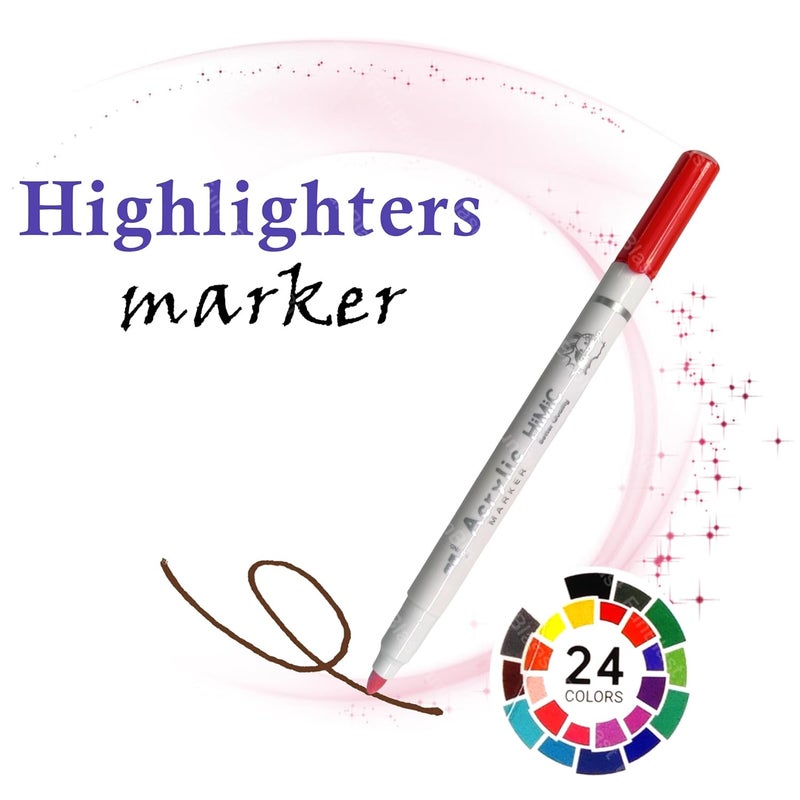 FunBlast FunBlast Colors Acrylic Water Color MarkersWater Based Ink Bold Point Markers Pen For Rock PaintingCanvasPhoto AlbumCraftSchool ProjectGlassCeramicWoodMetal24 PcsMulticolor - Image 4