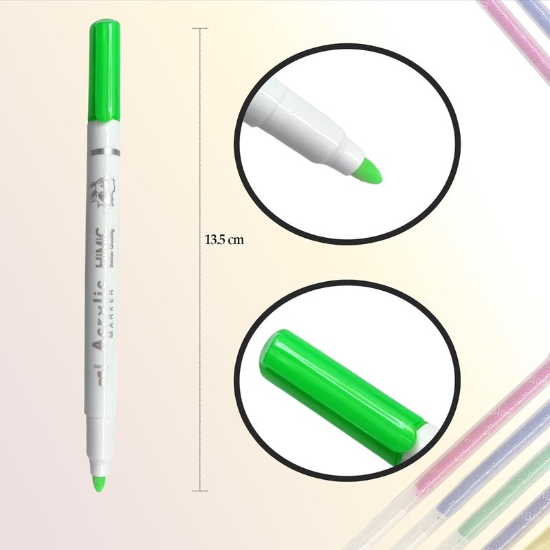 FunBlast FunBlast Colors Acrylic Water Color MarkersWater Based Ink Bold Point Markers Pen For Rock PaintingCanvasPhoto AlbumCraftSchool ProjectGlassCeramicWoodMetal24 PcsMulticolor - Image 2