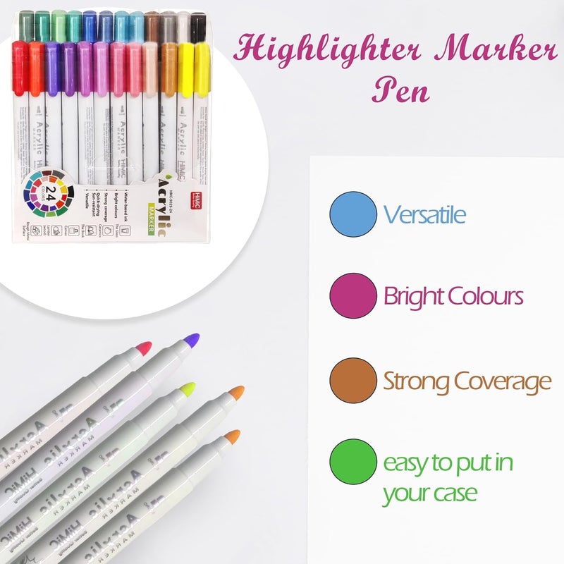 FunBlast FunBlast Colors Acrylic Water Color MarkersWater Based Ink Bold Point Markers Pen For Rock PaintingCanvasPhoto AlbumCraftSchool ProjectGlassCeramicWoodMetal24 PcsMulticolor - Image 5