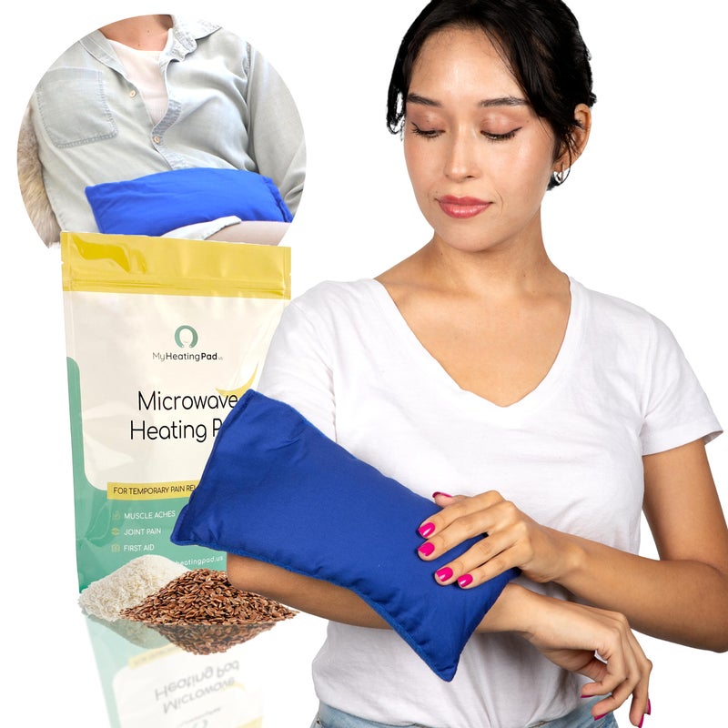 MY HEATING PAD وسادة تسخين لتخفيف الألم - وسادة تسخين رطبة قابلة للتسخين في الميكروويف لتخفيف المفاصل والعضلات - حزمة حرارة ساخنة للميكروويف لتقلصات - وسادة علاج مهدئة باردة أو ساخنة - 1 حزمة زرقاء - Image 1