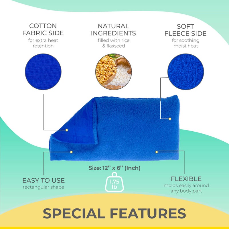 MY HEATING PAD وسادة تسخين لتخفيف الألم - وسادة تسخين رطبة قابلة للتسخين في الميكروويف لتخفيف المفاصل والعضلات - حزمة حرارة ساخنة للميكروويف لتقلصات - وسادة علاج مهدئة باردة أو ساخنة - 1 حزمة زرقاء - Image 2