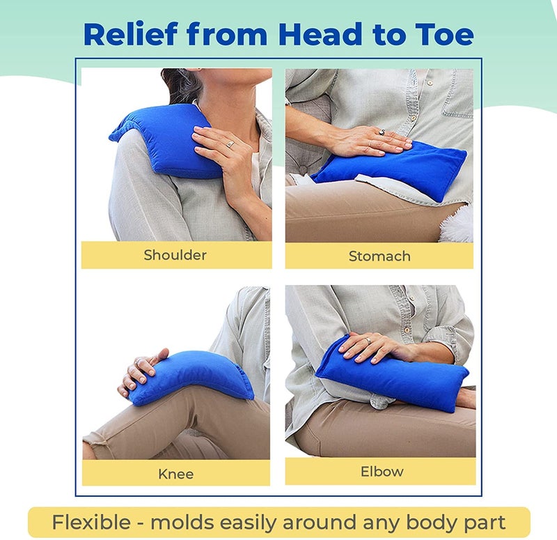 MY HEATING PAD وسادة تسخين لتخفيف الألم - وسادة تسخين رطبة قابلة للتسخين في الميكروويف لتخفيف المفاصل والعضلات - حزمة حرارة ساخنة للميكروويف لتقلصات - وسادة علاج مهدئة باردة أو ساخنة - 1 حزمة زرقاء - Image 3