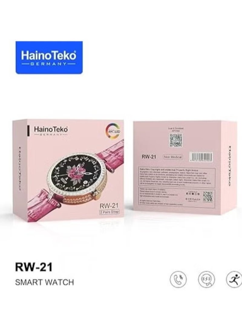 Haino Teko Stylish Smart Watch RW-21 for Girls and Women || Bluetooth Call - Fitness Tracker, Heart Rate Monitor, Sleep Tracker, IP68 Waterproof, 1.7-inch HD Display, Interchangeable Straps, Compatible with iPhone & Android - Image 3