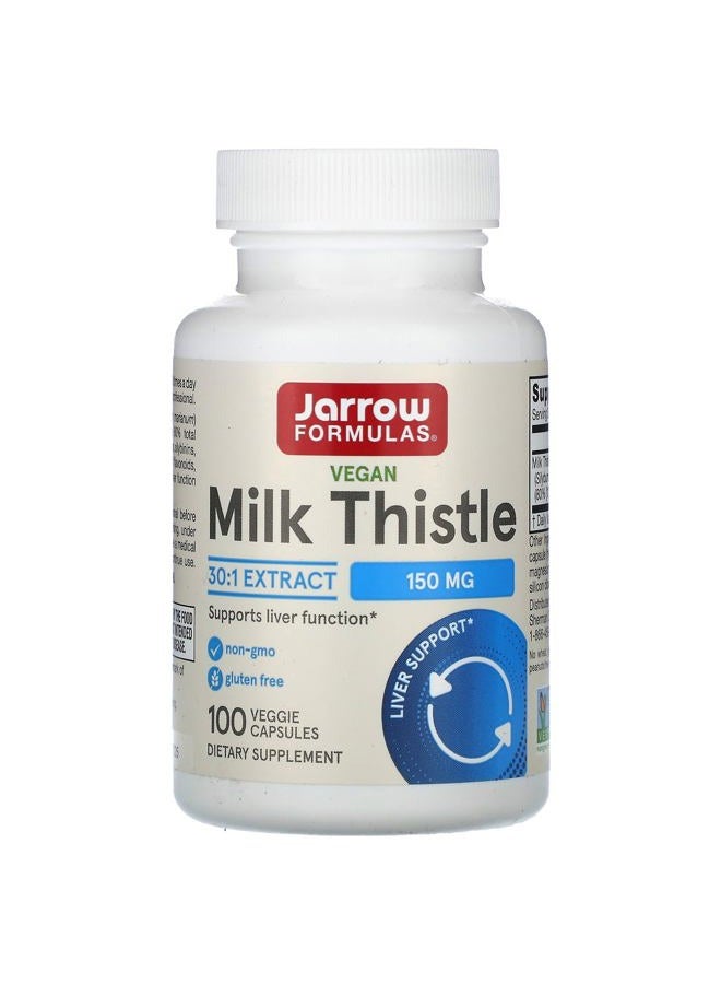 jarrow formulas Milk Thistle 150 mg With 30:1 Standardized Silymarin Extract, Dietary Supplement for Liver Function Support, 100 Veggie Capsules, 33-100 Day Supply - Image 1