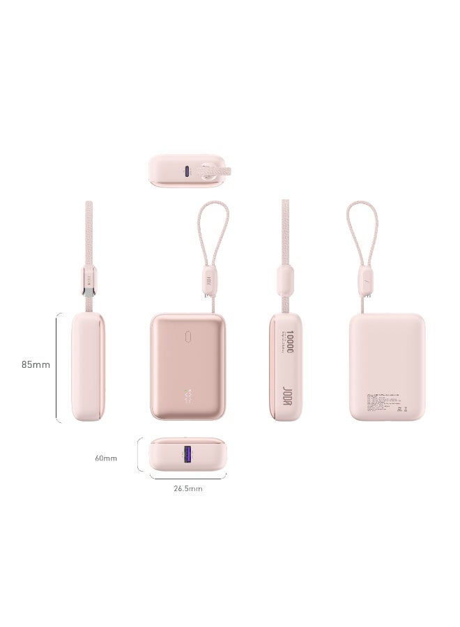 جودا باور بانك Halo 10 بسعة 10000mAh وPD 22.5W مع كابل مدمج باللون الوردي - Image 4