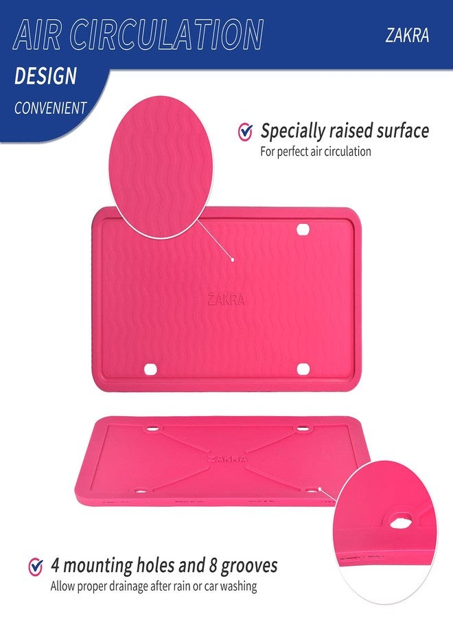 ZAKRA License Plate Frame,2 Pack Silicone License Plate Frames,Premium Silicone Material, Rust-Proof,Rattle-Proof,Weather-Proof.(Hotpink) - Image 2