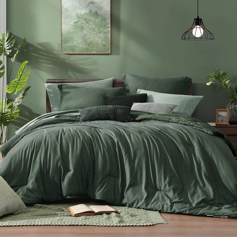 Monbix Queen Comforter Set - 7 Pieces Cationic Dyeing Deep Forest Bed in a Bag Queen Bedding Sets with Comforter, Sheets, Pillowcases & Shams, Reversible Bedding Comforters Sets - Image 1