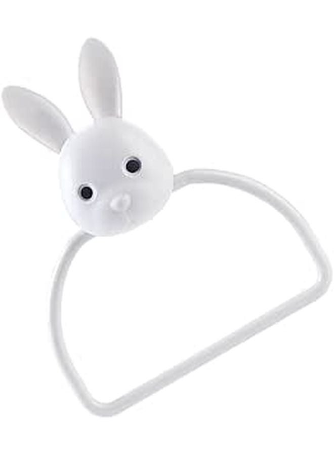 Adhesive Wall Mount Towel Ring Cute Rabbit Design Sturdy Bathroom Towel Holder - Image 1