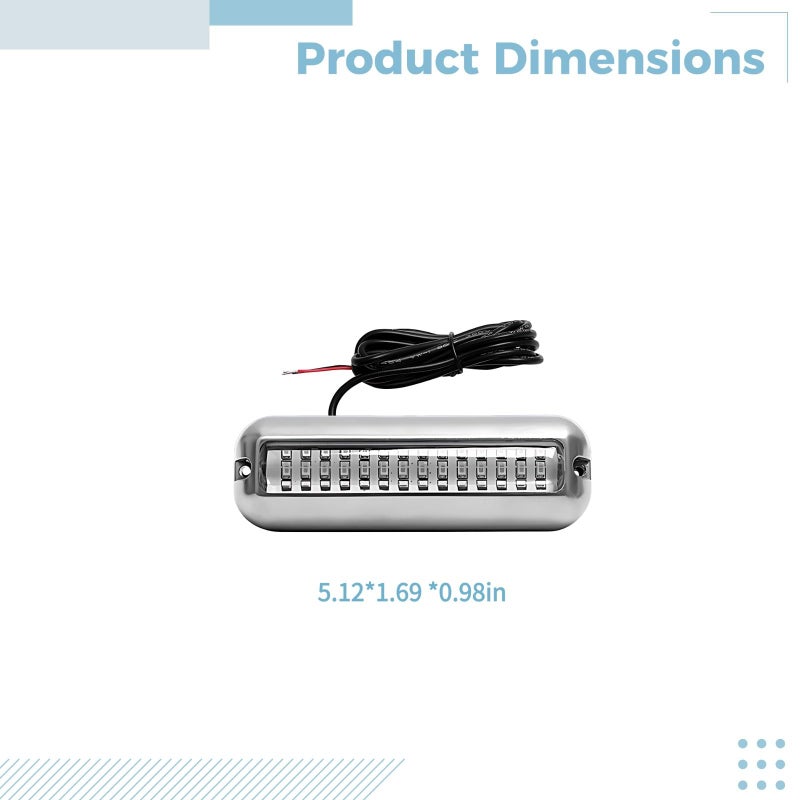 Blue LED Underwater Boat Light 120 Degree Beam Stainless Steel - Image 3