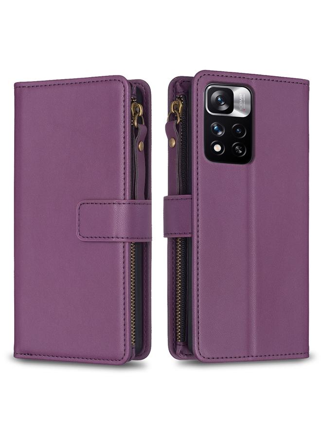 Case For Xiaomi Redmi Note 11 Pro 9 Card Slots Zipper Wallet Leather Flip Phone Case