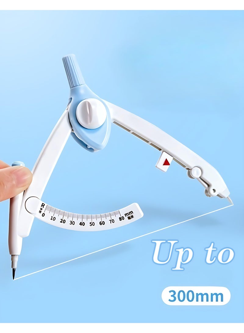 School Geometry Compass Set for Students – Quick Read, Lockable, Ceramic Needle, Anti-Puncture, Plastic, Max 30cm, Includes 6 Pencil Leads - Image 5