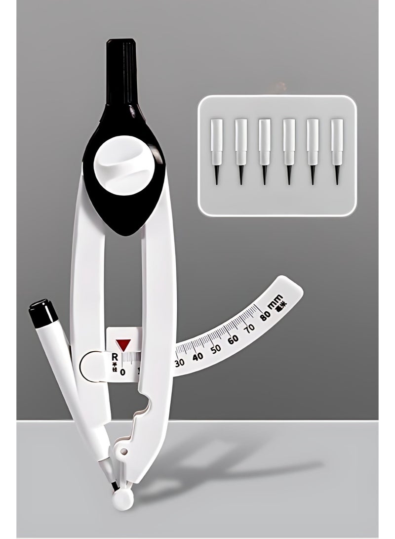 School Geometry Compass Set for Students – Quick Read, Lockable, Ceramic Needle, Anti-Puncture, Plastic, Max 30cm, Includes 6 Pencil Leads - Image 1