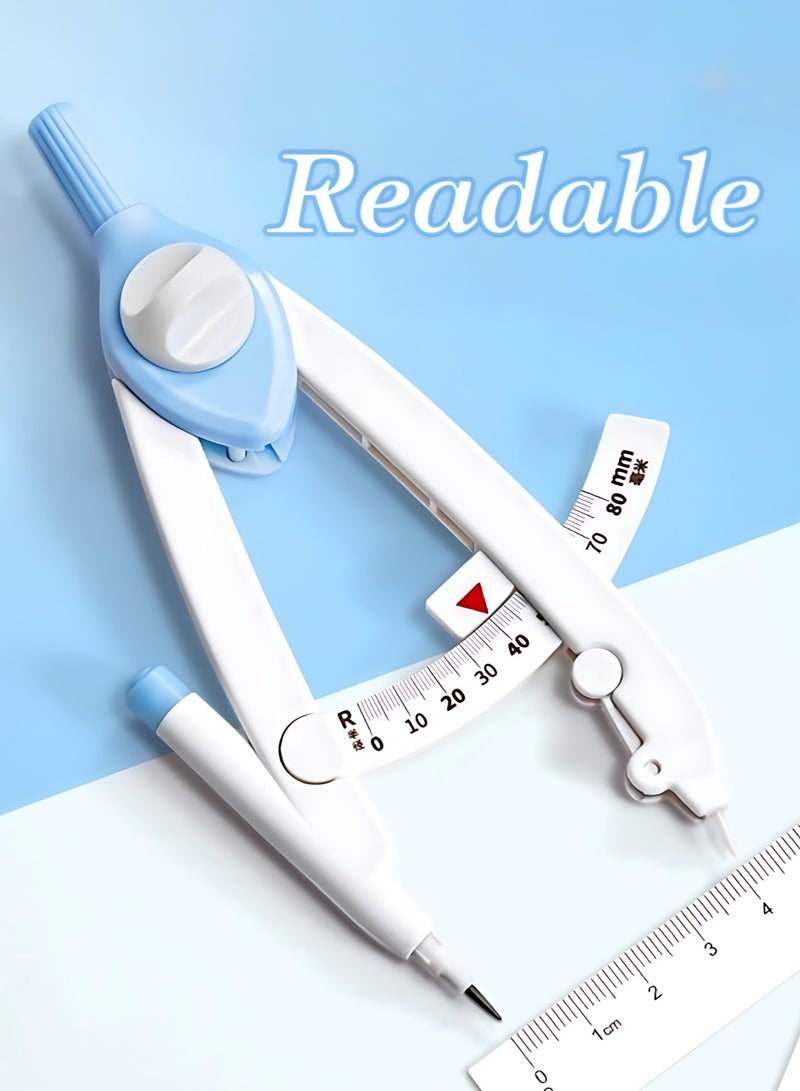 School Geometry Compass Set for Students – Quick Read, Lockable, Ceramic Needle, Anti-Puncture, Plastic, Max 30cm, Includes 6 Pencil Leads - Image 4