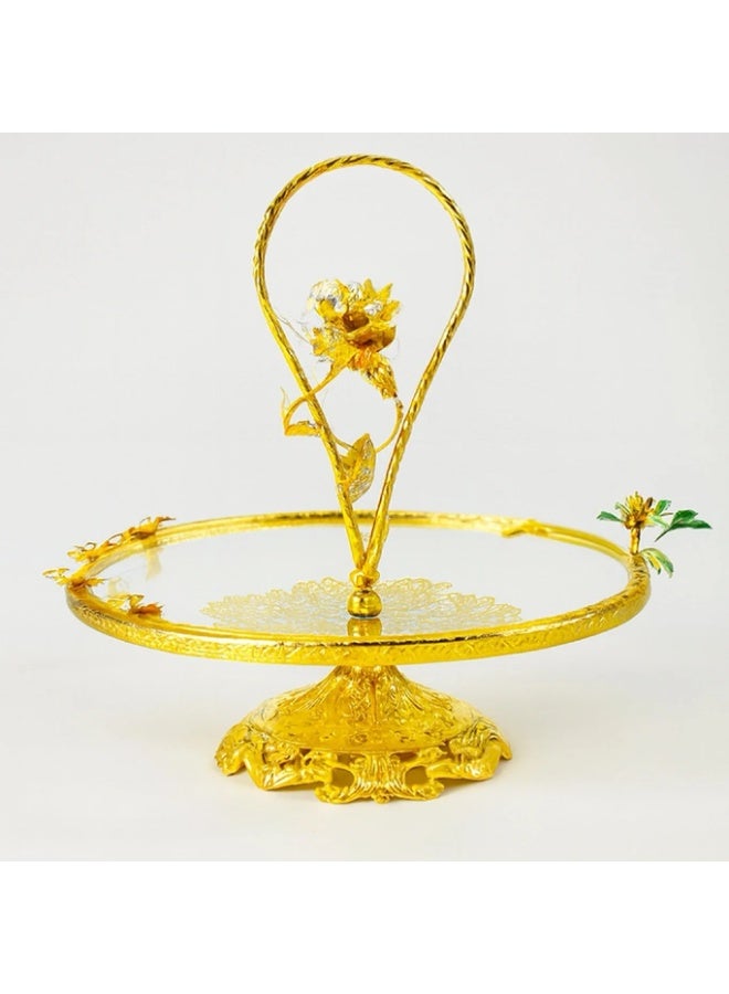 تمرية زجاجية بنقوش وقاعدة ذهبية ملكية فاخرة - Image 1