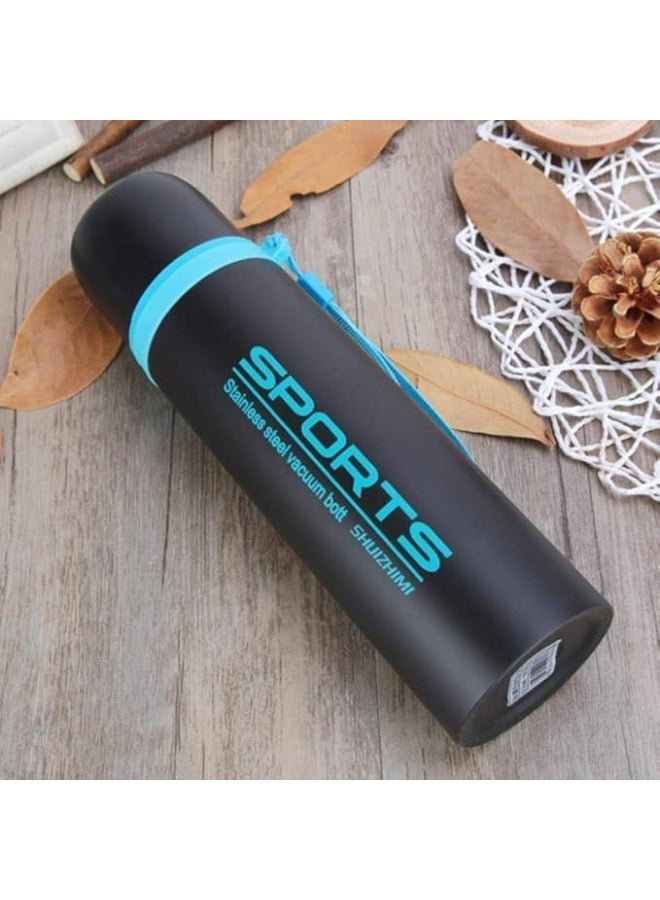 QSHOP Sports Thermal Bottle 500ml with Carabiner and Easy to Go - Ideal for Office, Sports, Picnic Practical Thermal Bottle Combining Effective Insulation and Portability - Image 1