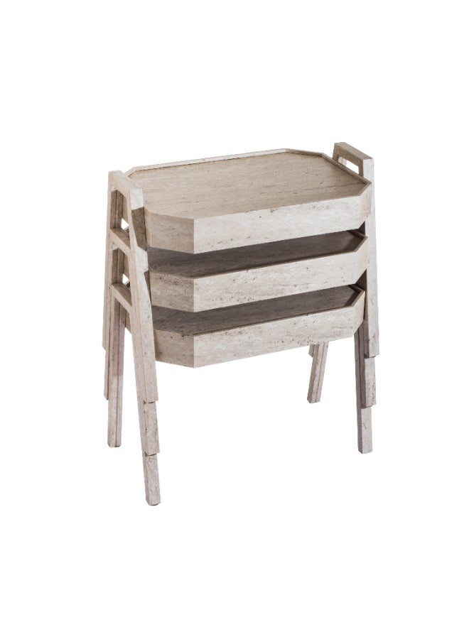 evistar 3-piece coffee table set made of high-quality Turkish wood with a modern design - Image 1