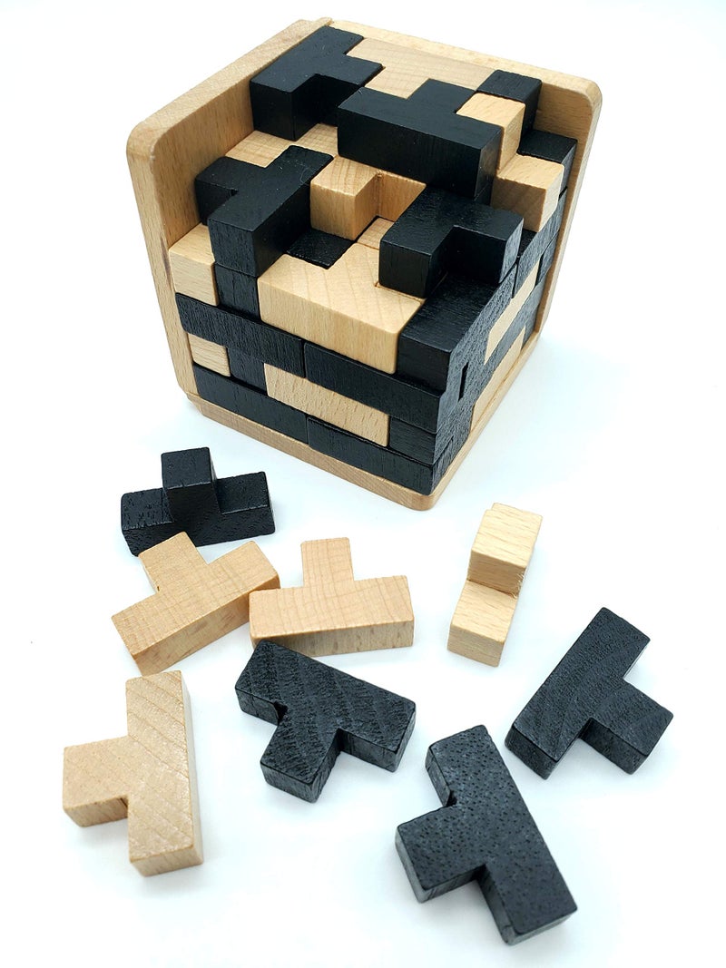 LMC Products Brain Teaser Puzzles for Adults Mind Brain Puzzles Cube Wood Puzzle - Image 3