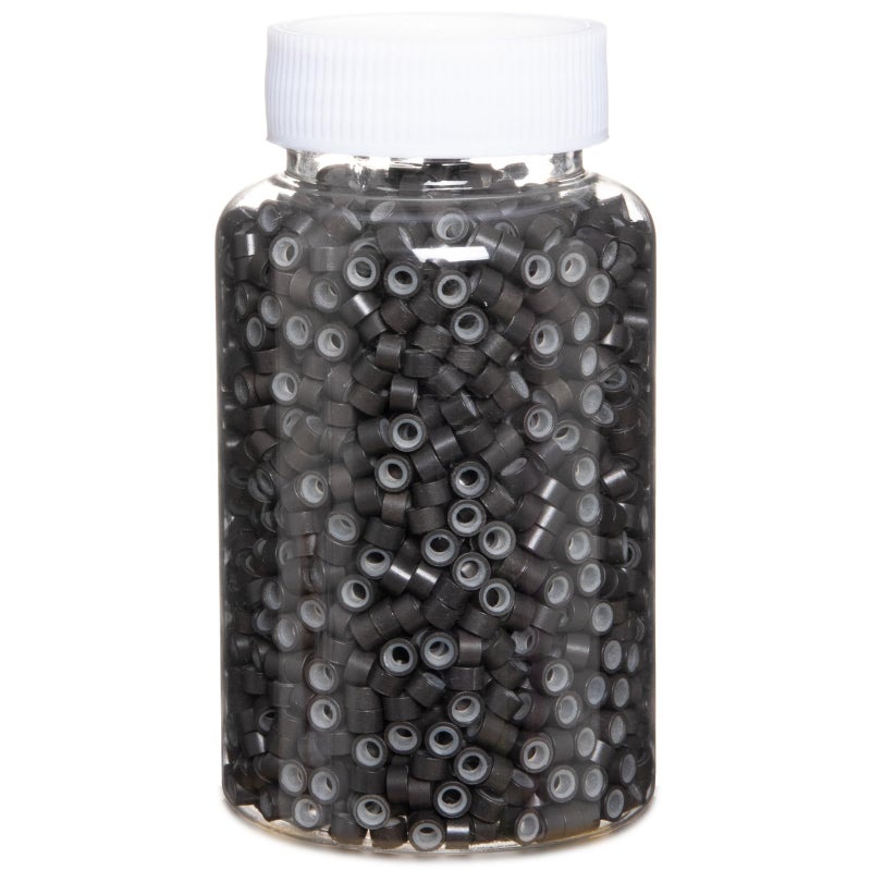 GOTDYA GOTDYA 2500pcs Hair Extentions Micro Rings Links Beads 5mm Silicone Lined Beads for Human Hair Extensions ToolDark Brown