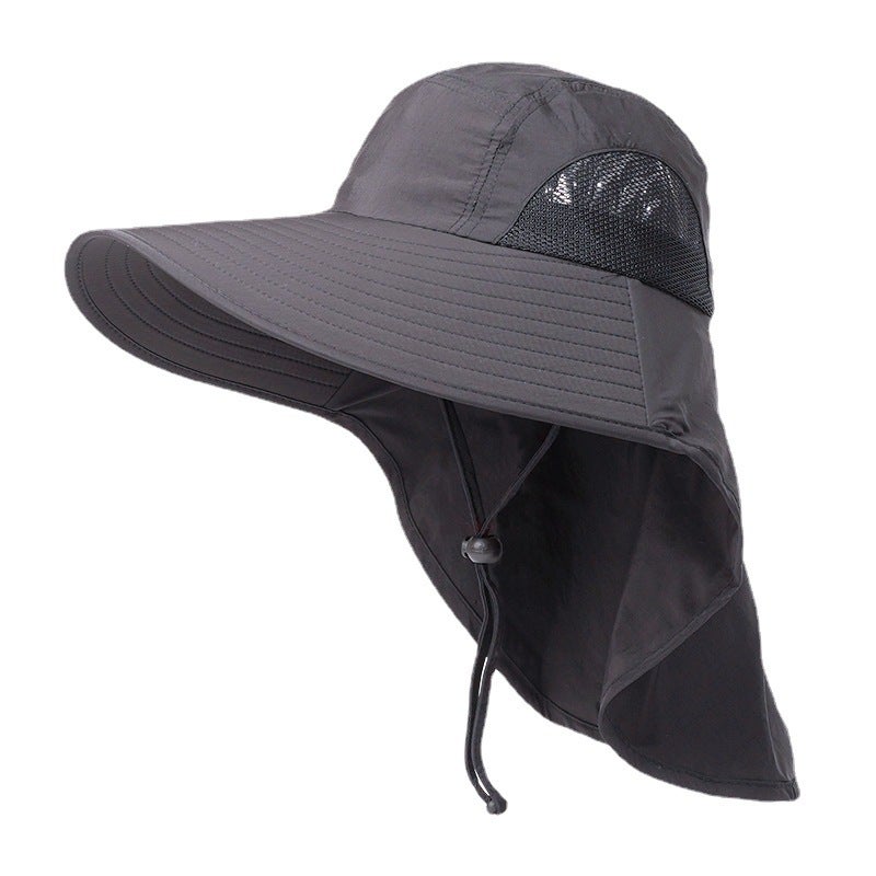 Men's Summer Outdoor Sun Hat Wide Brim Fishing Cap with Neck Flap - Image 1