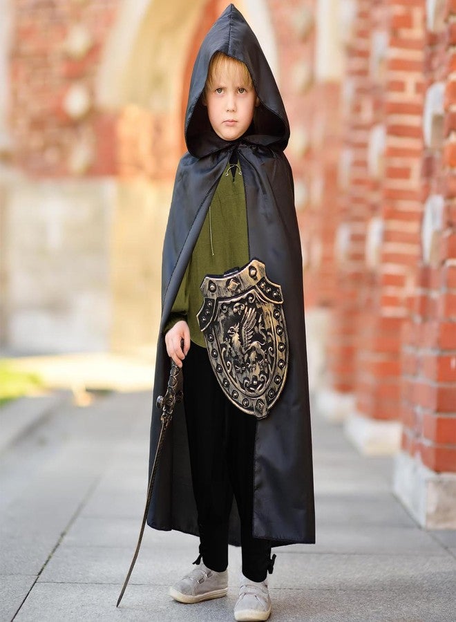 Prebene Boys Medieval Pirate Set Shirt & Ankle Pants Kids Renaissance Halloween Costume Scottish Jacobite Tops and Trousers (Green+Black, 4-6T) - Image 2