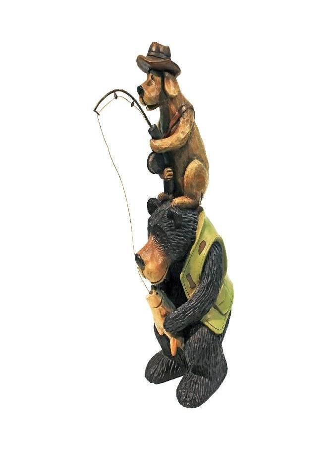Design Toscano Design Toscano HF665394 Fishing Buddies Black Bear and Dog Outdoor Garden Animal Statue, Full Color Finish 