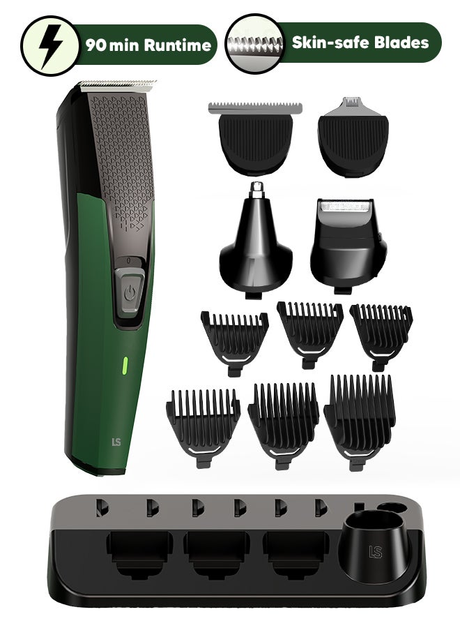 LetsShave مُهذّب الوجه برو 12 في 1 ماكينة حلاقة اللحية والجسم والشعر للرجال | شحن سريع USB-C | شفرات آمنة للبشرة | شفرات وإضافات قابلة للغسل | 90 دقيقة من وقت التشغيل | محرك هادئ 68 ديسيبل | ضمان 24 شهر - Image 1