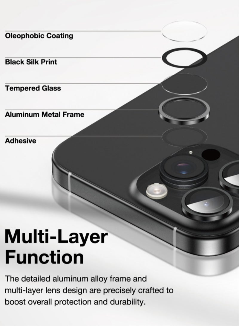 GREEN LION HD Plus Camera Lens for iPhone 16 Pro / 16 ProMax / Anti Fingerprint / Anti Glare Coating / Anti Scratch / Water Resistant / Nano Absorption / Durable Glass / Easy to Install / High Quality / Maximum Protection / Ultra Clear Lenses - Black - Image 2