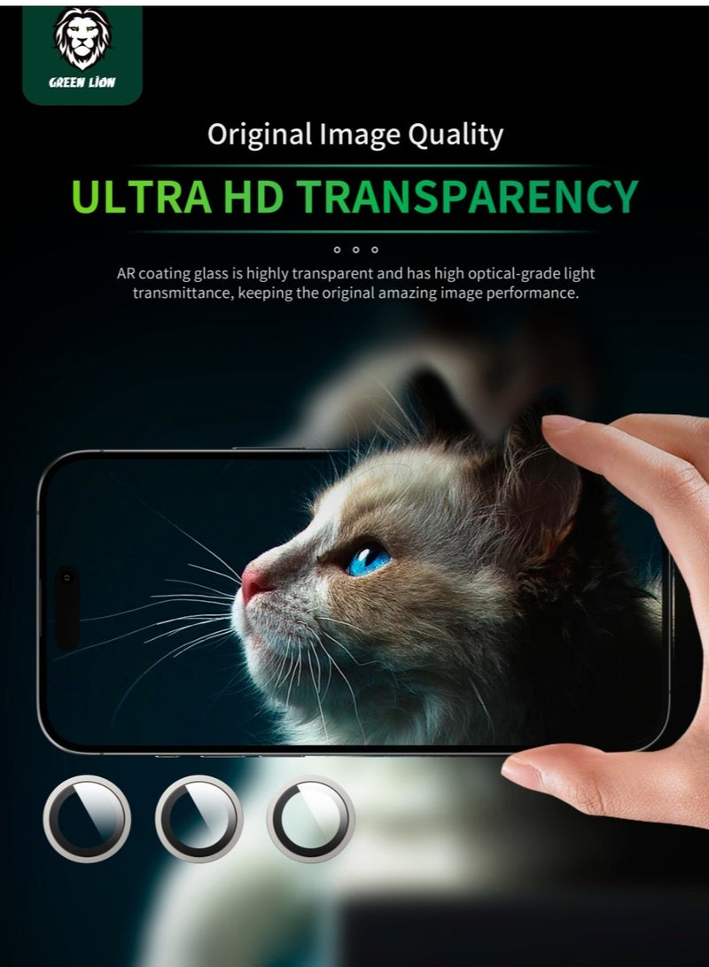 GREEN LION HD Plus Camera Lens for iPhone 16 Pro / 16 ProMax / Anti Fingerprint / Anti Glare Coating / Anti Scratch / Water Resistant / Nano Absorption / Durable Glass / Easy to Install / High Quality / Maximum Protection / Ultra Clear Lenses - Black - Image 3