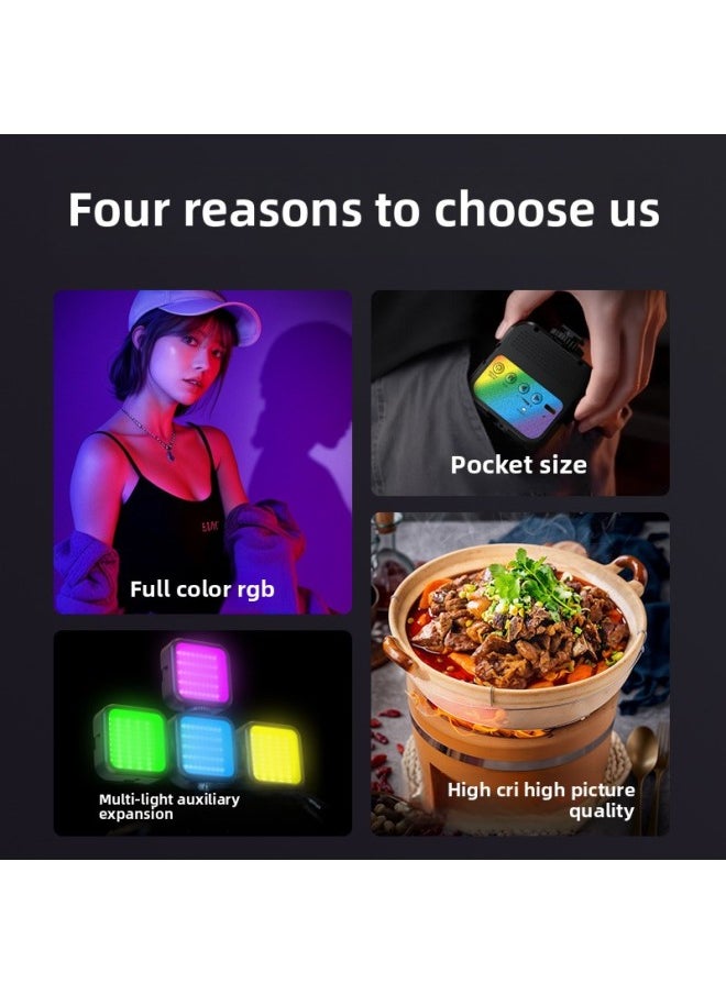 Generic - RGB Portable Pocket Light LED Tofu Light Photography Light Charging Camera With Hot Boots Photo Video Light Free Shipping-Light Source Color:RGB Pocket Lamp Desktop Triangle Bracket - Image 1