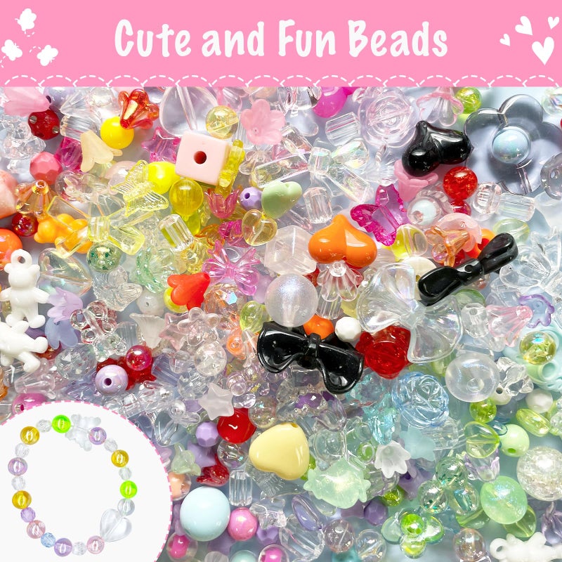 Xmada 750 PCS Assorted Acrylic Beads - Pastel, Star, Butterfly for Bracelets Making, 12 Color Assorted Jewelry Beads - Image 3