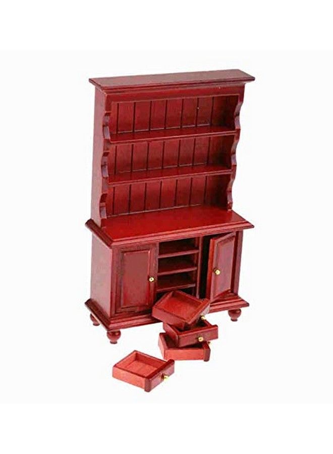 EatingBiting 1:12 Dollhouse Miniature Furniture Wooden Bookcase Sideboard Cabinet Shelf Bookshelf Storage Shelves Organizer Cabinet Storage Shelves Room Mini Furniture Four Drawers Two Cabinet Doors - Image 3