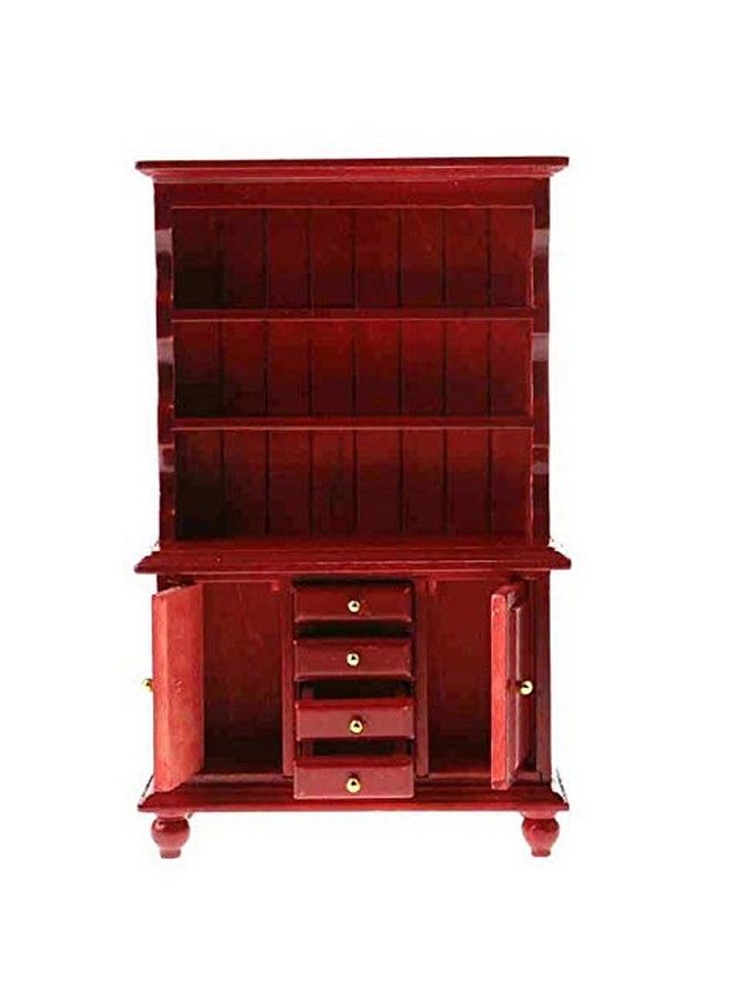 EatingBiting 1:12 Dollhouse Miniature Furniture Wooden Bookcase Sideboard Cabinet Shelf Bookshelf Storage Shelves Organizer Cabinet Storage Shelves Room Mini Furniture Four Drawers Two Cabinet Doors - Image 2