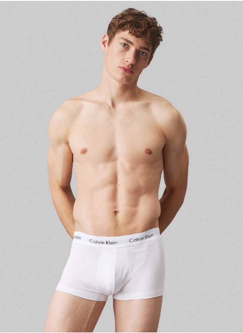CALVIN KLEIN Men's 3 Pack Trunks - Cotton, White  - Image 3