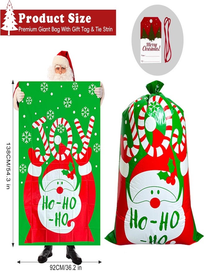POPGIFTU Extra Large Christmas Gift Bags Bulk - 4 Pack Jumbo Santa Sacks 54.3" x 36.2" Heavy Duty Plastic Xmas Wrapping Bags for Oversized Presents, Toys & Holiday Gifts with Tags & Ties - Image 2