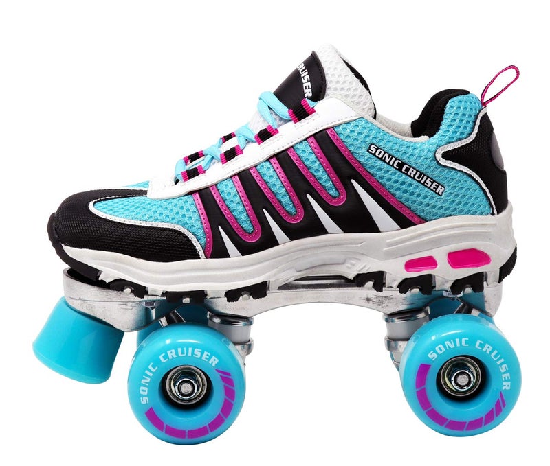 Lenexa Sonic Cruiser 2.0 Unisex Roller Skates | Comfortable Fit Sneaker Style Quad Skates for Indoor/Outdoor Use | Teal/Black/Pink (Ladies 5 - Mens 4) - Image 2