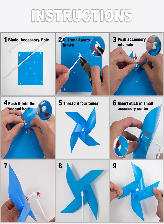 Tsocent 150 Pcs Pinwheels, Toy Wind Spinners and Party Favors Gifts for Kids, Outdoor Decorational Pinwheels for Yard and Garden (Dark Blue) - Image 5
