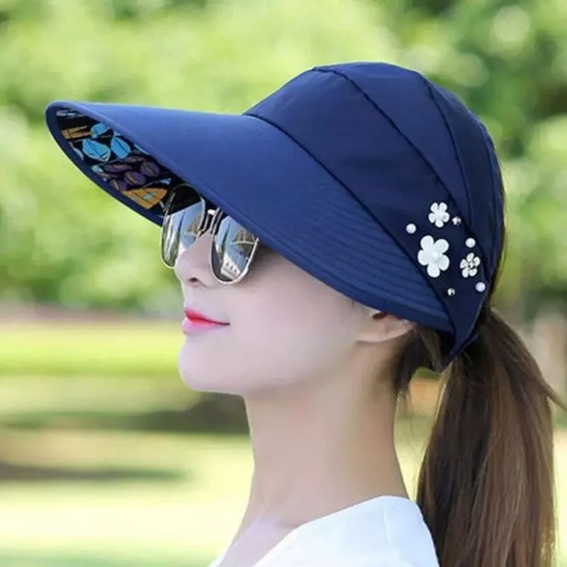 Valkyrie Wide Visor Sunscreen Women Hat Visor Sports Tennis Cap Dark Navy Blue