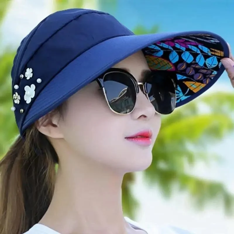 Valkyrie Wide Visor Sunscreen Women Hat Visor Sports Tennis Cap Dark Navy Blue
