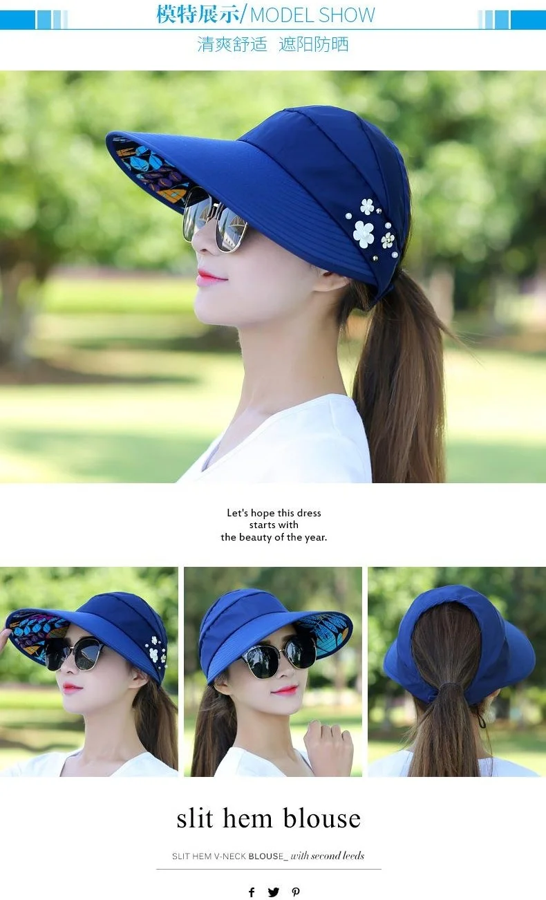 Valkyrie Wide Visor Sunscreen Women Hat Visor Sports Tennis Cap Dark Navy Blue