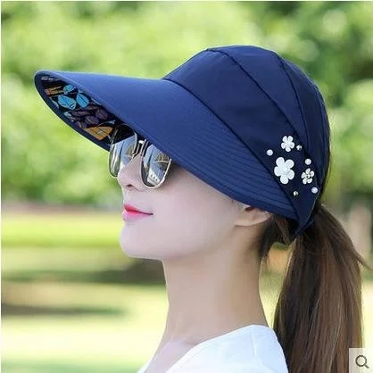 Valkyrie Wide Visor Sunscreen Women Hat Visor Sports Tennis Cap Dark Navy Blue