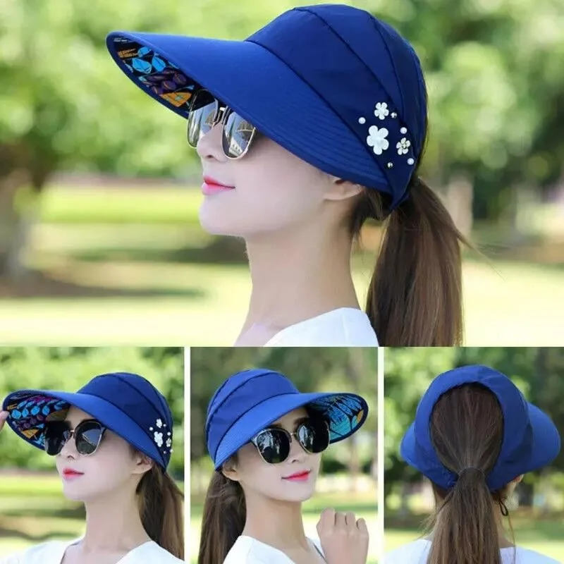 Valkyrie Wide Visor Sunscreen Women Hat Visor Sports Tennis Cap Dark Navy Blue