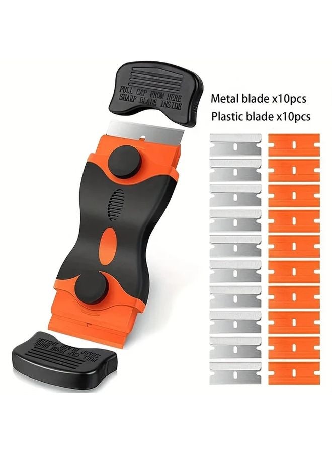 Multifunctional Scraper Tool Orange With 20 Blades For Paint Stickers Labels Glass - Image 1
