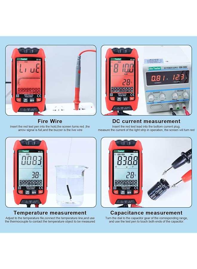 Digital Multimeter, 9999 Counts Trms Auto-Ranging Voltmeter, Accurate Ac/Dc Voltage, Amp, Ohm, Capacitance, Frequency, And Diode Measurement With Backlight And Flashlight - Image 4