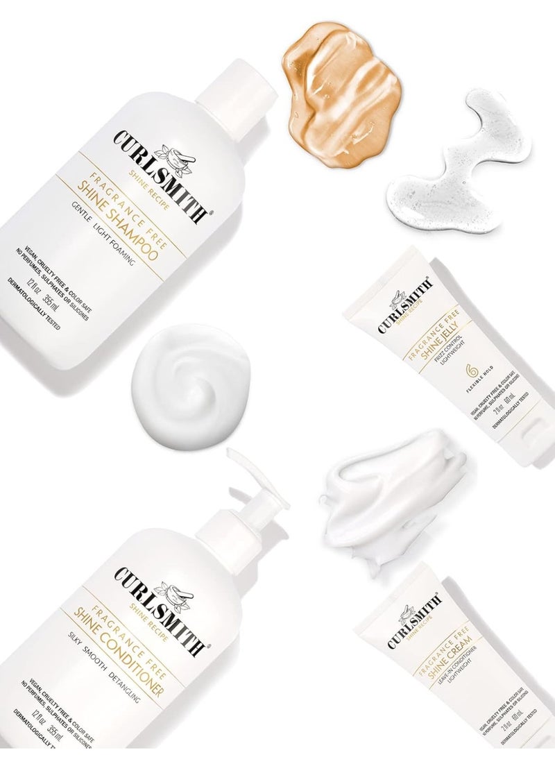 CURLSMITH Curlsmith - Shine Kit, Shampoo, Conditioner, Jelly & Cream, Sensitive, Fragrance Free, for All Curl and Hair Types, Vegan, 2 x 12 fl oz, 2 x 2 fl oz - Image 4